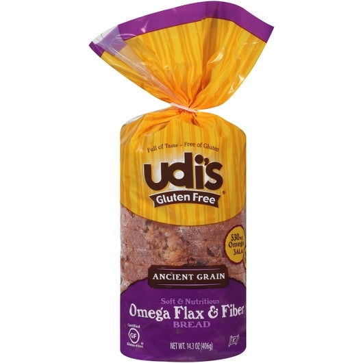 Udi's Omega Flax & Fiber Bread, 8 x 14.3 oz Case - Breads, Rolls & Buns