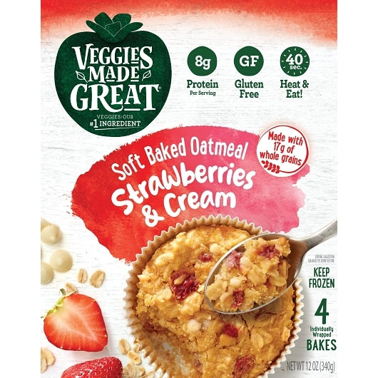 Veggies Made Great Strawberries & Cream Baked Oatmeal, 8 x 8 each Case - Frozen Fruit
