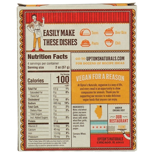 Upton's Naturals Ground Seitan, 6 x 8 oz Case - Alternate product angle or state