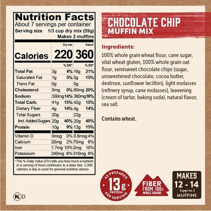 Kodiak Chocolate Chip Muffin Mix, 6 x 14 oz Case - DOT product image 6