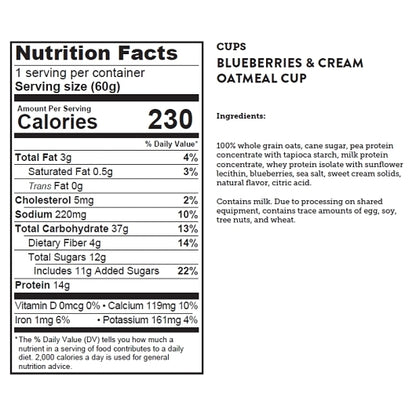 Kodiak Cakes Blueberry & Cream Oatmeal Cup, 12 x 1.584 oz Case - DOT product image 8