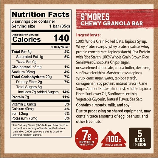 Kodiak S'More Chewy Bars, 12 x 6.17 oz Case - DOT product image 8