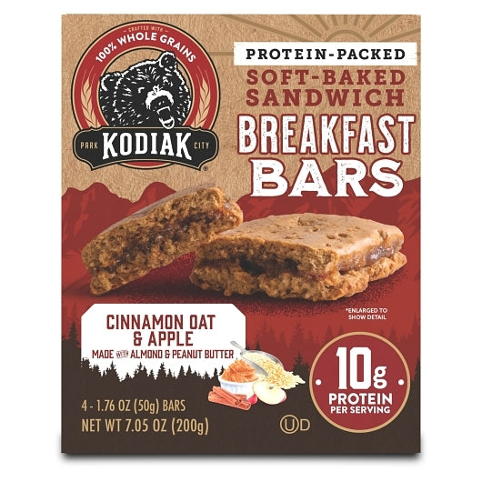 Kodiak Breakfast Bar Cinnamon Oat & Apple, 12 x 7.05 oz Case - Snack Bars & Granola Bars