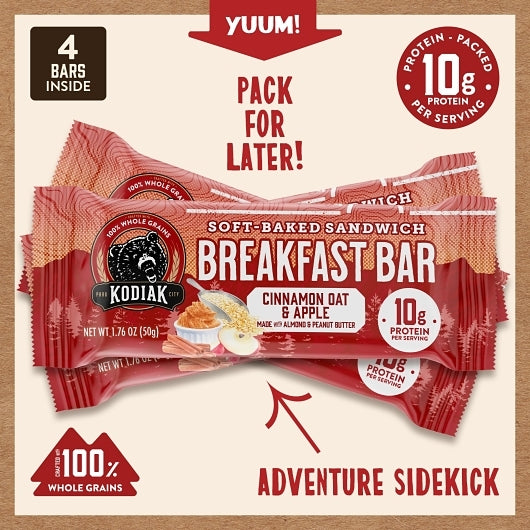 Kodiak Breakfast Bar Cinnamon Oat & Apple, 12 x 7.05 oz Case - Snack Bars & Granola Bars - image 2