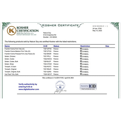 Franklin Farms Conventional Vacuum Pack Tofu, 12 x 0.84 lb Case - DOT product image 4