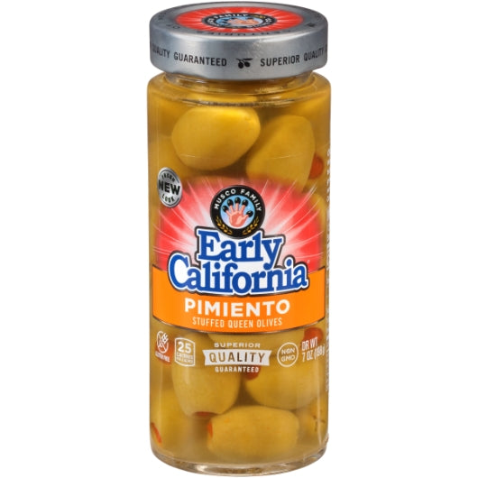 Early California Pimento Stuffed Queen Olives Jar, 12 x 7 oz Case - Condiments & Sauces