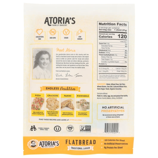 California Lavash Retail 8" x 10" Non-GMO, Vegan, Kosher & Traditional Lavash Flatbread, 10 x 10 oz Case - DOT product image 5