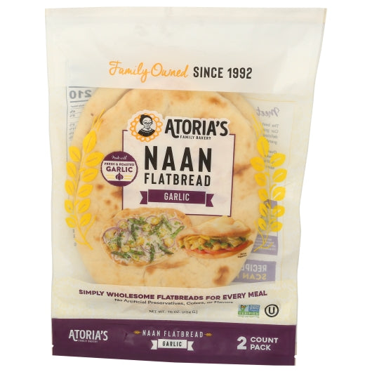 CALIFORNIA LAVASH Naan Retail Garlic Naan Flatbread - Non-GMO - Vegan Kosher, 8 x 10 oz Case - Breads, Rolls & Buns