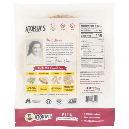 California Lavash Thin 7 inch Whole Grain Pita - Thin & Pocketed, 8 x 12 oz Case - DOT product image 8
