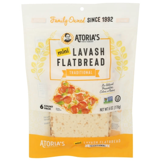 Atoria's Family Bakery Mini Traditional Lavash Flatbread, 8 x 6 oz Case - Breads, Rolls & Buns