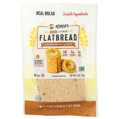 Atorias Family Mini WHOLE GRAIN & FLAX LAVASH, 8 x 6 oz Case - DOT product image 2