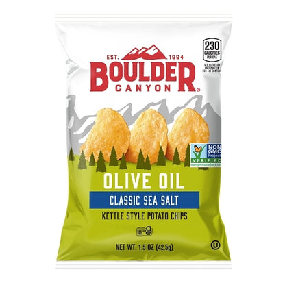 Boulder Canyon Kettle Chips Olive Oil Sea Salt, 55 x 1.5 oz Case - Snacks