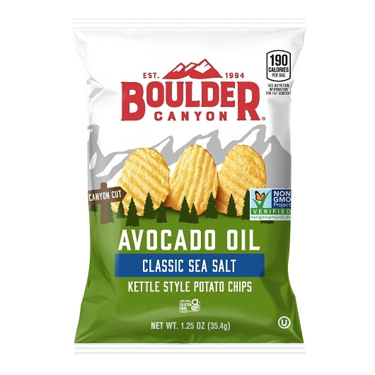 Boulder Canyon Kettle Chips Avocado Oil Sea Salt, 55 x 1.25 oz Case - Snacks