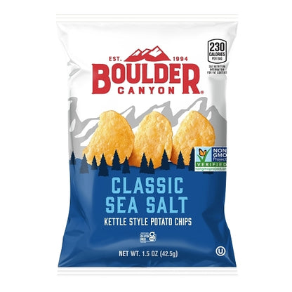 Boulder Canyon Sea Salt Kettle Cooked Chips, 55 x 1.5 oz Case - Snacks