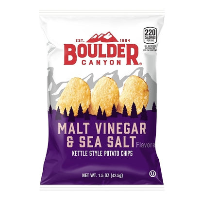 Boulder Canyon Malt Vinegar & Sea Salt Kettle Chips, 55 x 1.5 oz Case - Snacks