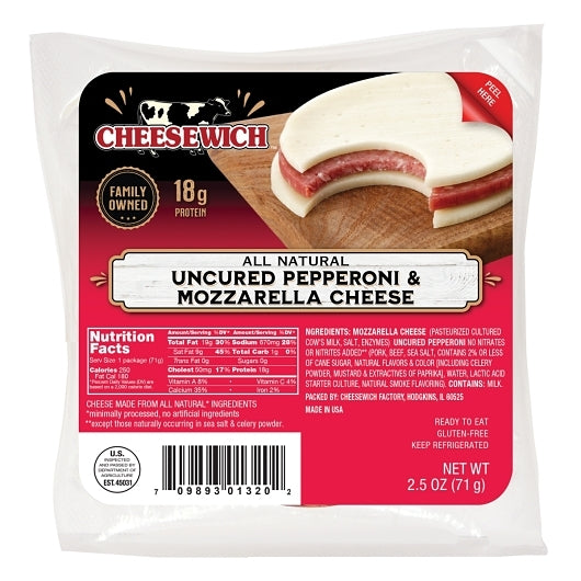 Cheesewich All Natural Mozzarella & All Natural Pepperoni, 4 x 16 x 2.5 oz Case - DOT product image 2