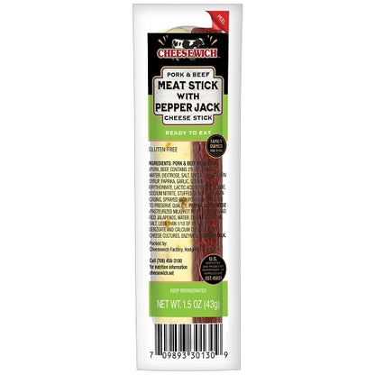 Cheesewich Meat Stick & Pepperjack, 2 x 10 x 1.5 oz Case - Meat Snacks