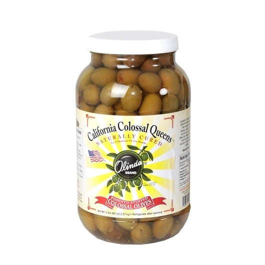 Olinda Colossal Stuffed Queen 70/80 Olives Bulk, 4 x 1 GA Case - Condiments & Sauces