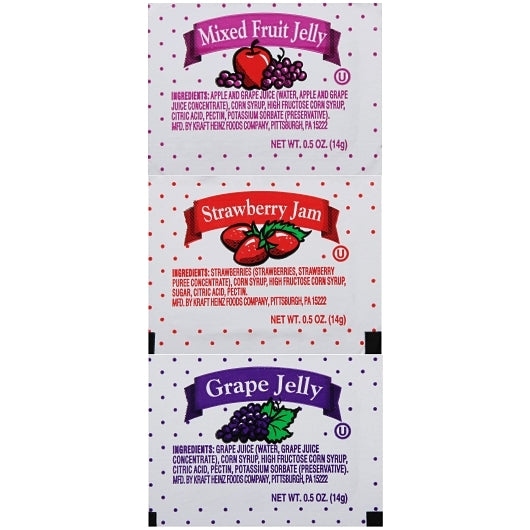 Jelly Flavor 80 Grape, 80 Strawberry Jam, 40 Mixed Fruit Jelly, 200 x 0.5 oz Case - DOT product image 2