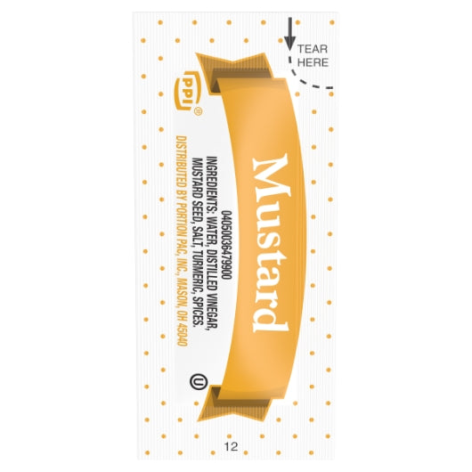 Portion Pac Mustard Single Serve Packets, 200 x 5.5 GR Case - Condiments & Sauces