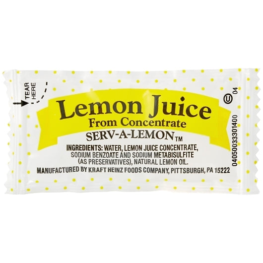 Portion Pac Lemon Juice, 200 x 4 GR Case - Condiments & Sauces
