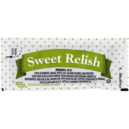 PPI Single Serve Sweet Relish Single Serve Packets, 200 x 9 GR Case - Condiments & Sauces