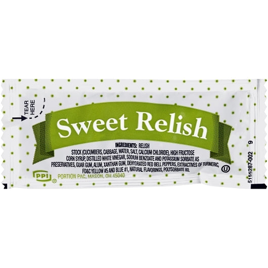 PPI Single Serve Sweet Relish Single Serve Packets, 200 x 9 GR Case - Condiments & Sauces