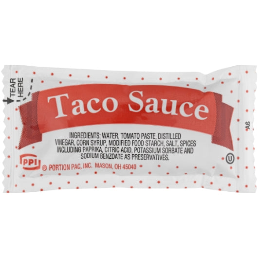 Portion Pac Taco Sauce Single Serve Packets, 200 x 9 GR Case - Condiments & Sauces