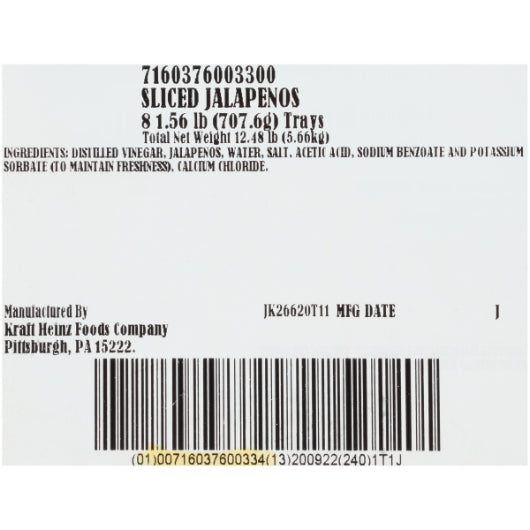 Taste Pleasers Gourmet Jalapeno Tray Packs, 8 x 1.56 lb Case - DOT product image 8