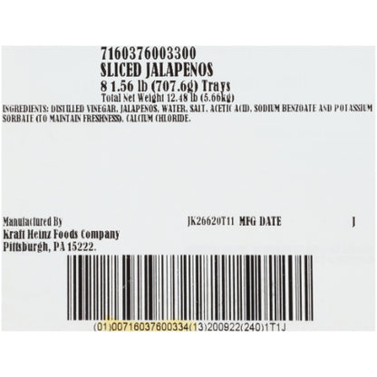 Taste Pleasers Gourmet Jalapeno Tray Packs, 8 x 1.56 lb Case - DOT product image 8