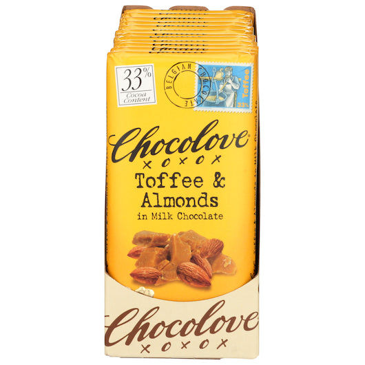 Chocolove Toffee & Almonds In Milk Chocolate, 12 x 12 x 3.2 oz Case - DOT product image 2