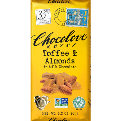 Chocolove Toffee & Almonds In Milk Chocolate, 12 x 12 x 3.2 oz Case - DOT product image 3