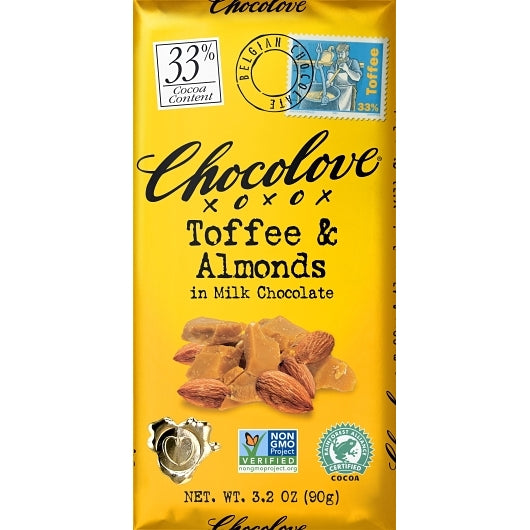 Chocolove Toffee & Almonds In Milk Chocolate, 12 x 12 x 3.2 oz Case - DOT product image 5
