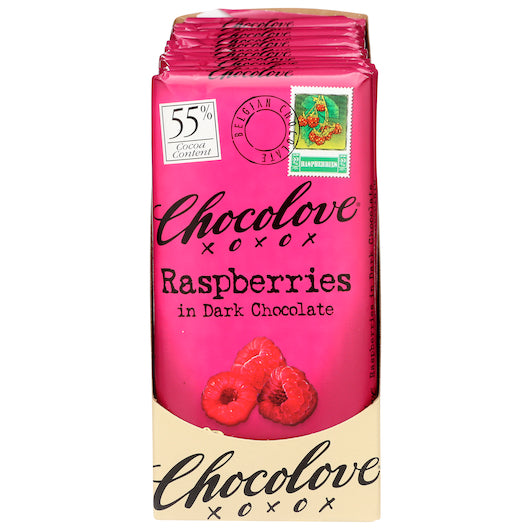 Chocolove Raspberries In Dark Chocolate, 12 x 12 x 3.1 oz Case - DOT product image 4