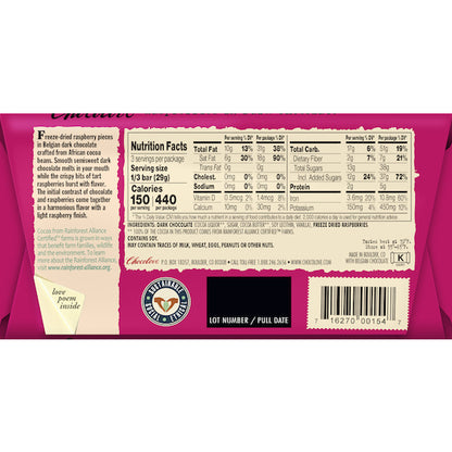 Chocolove Raspberries In Dark Chocolate, 12 x 12 x 3.1 oz Case - DOT product image 6
