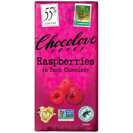 Chocolove Raspberries In Dark Chocolate, 12 x 12 x 3.1 oz Case - DOT product image 8
