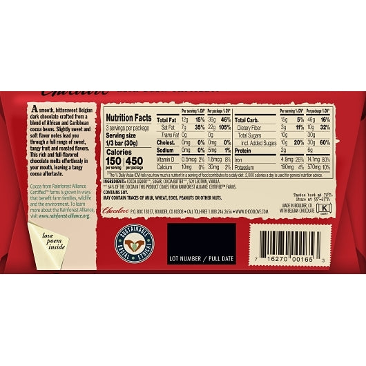 Chocolove Rich Dark Chocolate, 12 x 12 x 3.2 oz Case - DOT product image 4