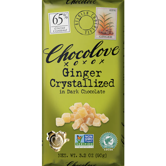 Chocolove Ginger Dark Chocolate Bar, 12 x 12 x 3.2 oz Case - Candy & Confections