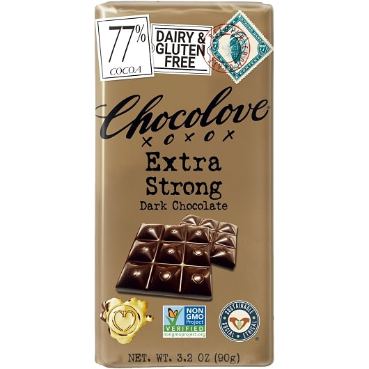 Chocolove Extra Strong Dark Chocolate Bar, 12 x 12 x 3.2 oz Case - Candy & Confections