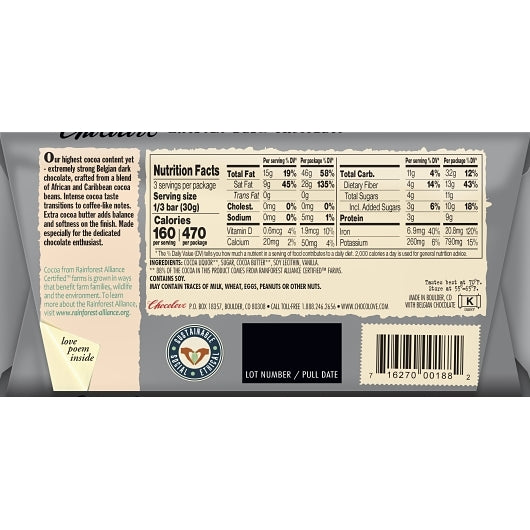 Chocolove Extreme Dark Chocolate Bar, 12 x 12 x 3.2 oz Case - DOT product image 4