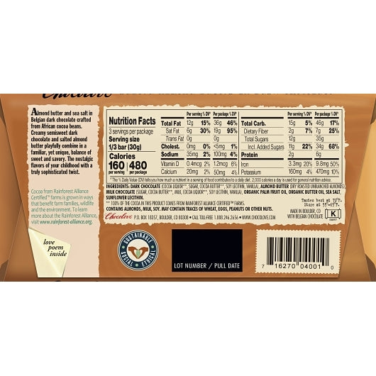 Chocolove Almond Butter In Dark Chocolate, 12 x 10 x 3.2 oz Case - DOT product image 2