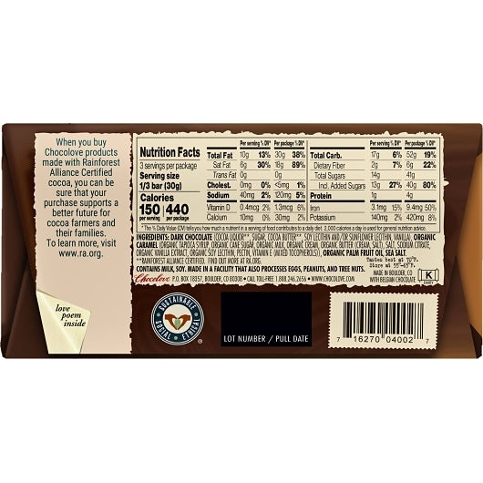 Chocolove Salted Caramel In Dark Chocolate, 12 x 10 x 3.2 oz Case - Candy & Confections