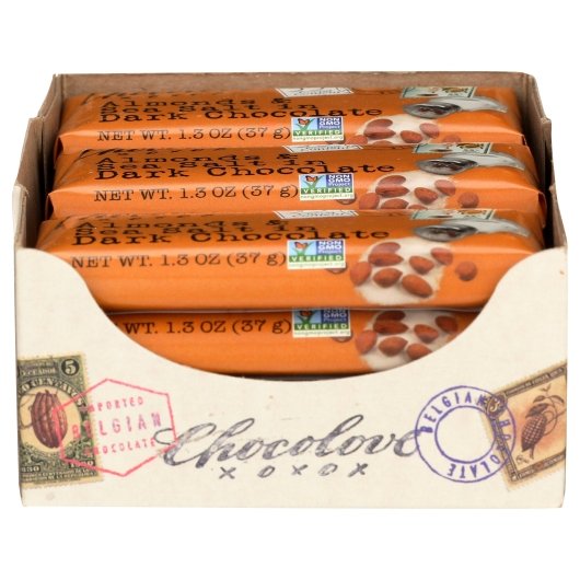 Chocolove Almonds & Sea Salt Dark Chocolate Bar, 12 x 12 x 1.3 oz Case - DOT product image 2