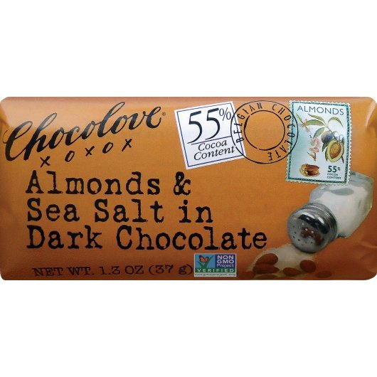 Chocolove Almonds & Sea Salt Dark Chocolate Bar, 12 x 12 x 1.3 oz Case - DOT product image 4