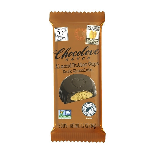 Chocolove Almond Butter Cups Dark Chocolate, 12 x 10 x 1.2 oz Case - Candy & Confections
