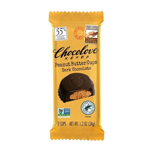 Chocolove Peanut Butter Cups Dark Chocolate, 12 x 10 x 1.2 oz Case - Candy & Confections