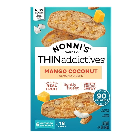 Nonni's Thin Addictives Mango Coconut, 6 x 4.4 oz Case - Bakery & Desserts