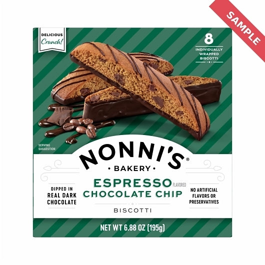 Nonni's Bakery Espresso Chocolate Chip Biscotti, 6 x 6.88 oz Case - Bakery & Desserts