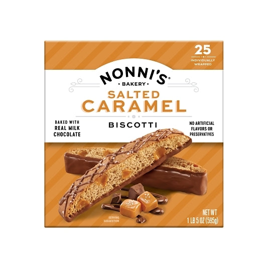 Nonni's Bakery Salted Caramel Italian Biscotti, 4 x 25 x 0.84 oz Case - Bakery & Desserts