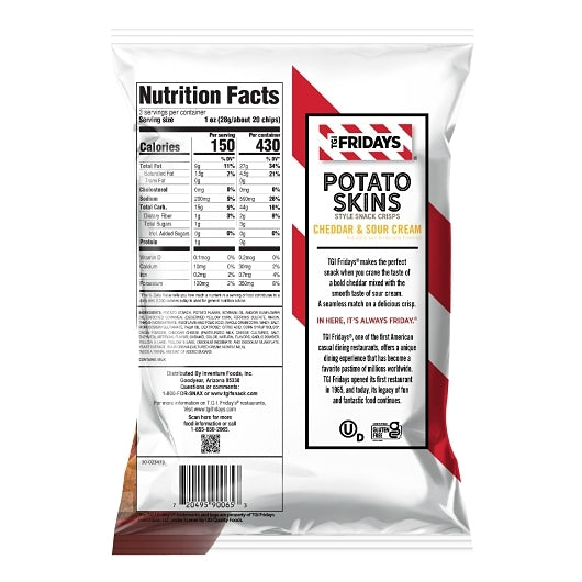 TGI Fridays Cheddar & Sour Cream Potato Skins, 6 x 3 oz Case - DOT product image 3